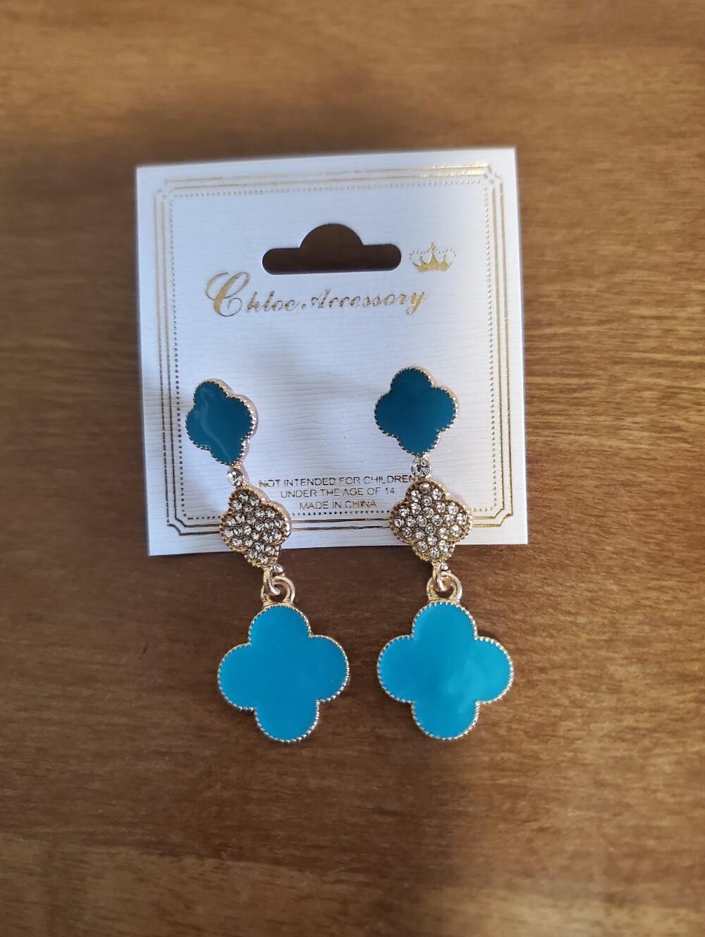 Turquoise Clover Drop Earrings - Women's Jewelry - Picture 2 of 2